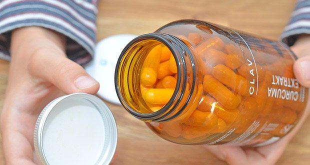 CLAV Curcuma Extrakt Kapseln im Test - mit 19 mg enthaltenem Piperin und wertvolle ätherischen Ölen