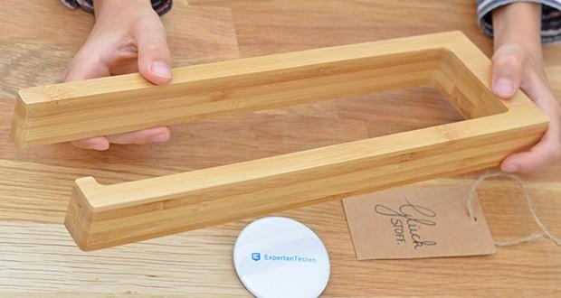 Glückstoff Bambus Küchenrollenhalter im Test - passt sich deiner Küche förmlich an