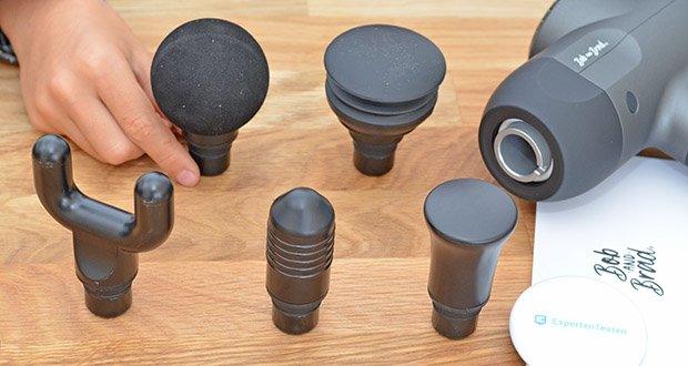Bob and Brad C2 Massagepistole im Test - 5 Massageköpfe in verschiedenen Formen