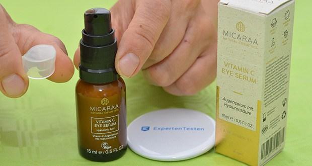 MICARAA Augenserum mit Vitamin C im Test - Anwendung: Tages- und Nachtpflege der Augen nach Reinigung
