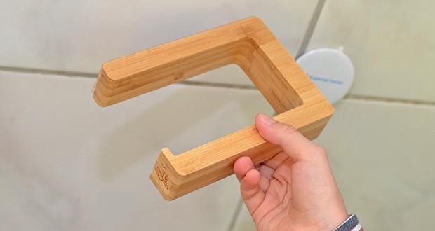 Glückstoff Bambus Klopapierhalter im Test - garantiert auf glatten Oberflächen einen enormen Halt