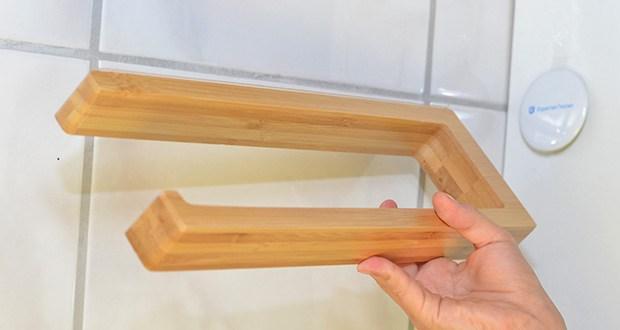 Glückstoff Bambus Küchenrollenhalter im Test - garantiert auf glatten Oberflächen einen enormen Halt
