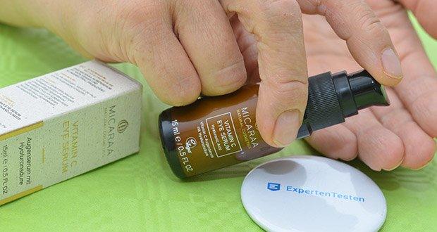 MICARAA Augenserum mit Vitamin C im Test - Hauptinhaltsstoffe: Vitamin C, Hyaluronsäure, Koffein, Arganöl