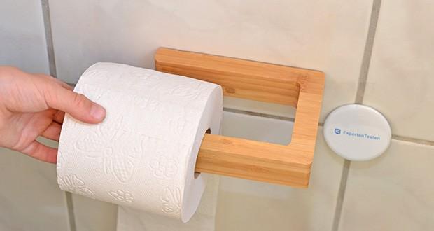 Glückstoff Bambus Klopapierhalter im Test - das durchdachte Design ermöglicht dir verschiedene Anbringungsoptionen