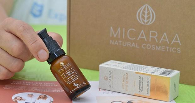 MICARAA Augenserum mit Vitamin C im Test - sorgt für: Intensiv hydratisierte Haut, Elastizität und Spannkraft der Haut, strahlenden Teint, Anti-Aging Effekt, wache Augen