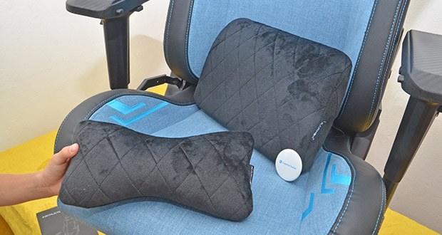 KARNOX Gaming Stuhl Bluish Edition im Test - weiche und stĂĽtzende Nacken- und Lendenkissen