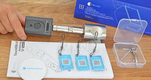 Welock Fingerprint Smart Lock Elektronisches Türschloss Zylinder Touch41 im Test - Lieferumfang: 1x WELOCK Fingerprint Smart Lock, 3x RFID-Karte, 2x Spezial-Inbusschlüssel, 1x Gebrauchsanweisung