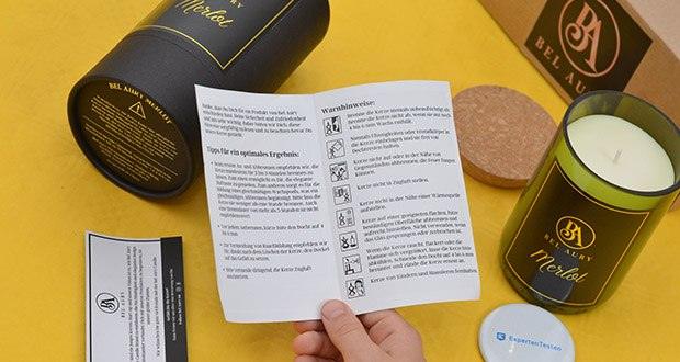 Bel Aury Merlot Weinflaschen Duftkerze im Test - besteht aus umwelt- & gesundheitsfreundlichem Sojawachs
