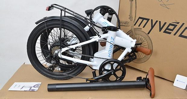 myvélo Zürich Elektro-Klapprad im Test - Klappmaß: 87x51x68 cm, Maße aufgebaut: 155x28x115 cm (LxBxH)