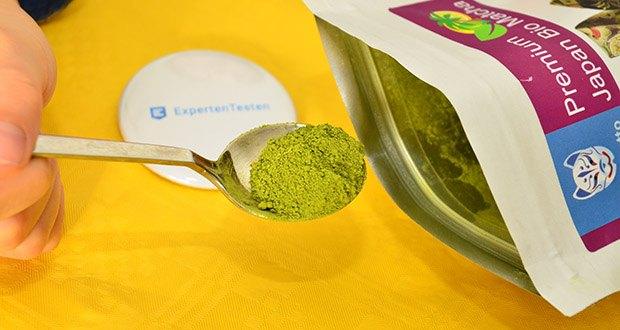 Matchatto Premium Japan Bio Matcha Tee im Test - der Inhalt (100g) reicht für ca. 100 Tassen