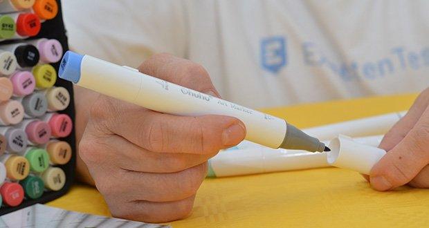 Ohuhu Doppelspitzen Markerstifte Set 216 Farben im Test - die Pinselspitze für schwungvolle, kalligrafische Striche