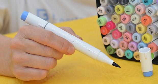 Ohuhu Doppelspitzen Markerstifte Set 216 Farben im Test - die Pinselspitze für Farbdetails mit der feinen Spitze
