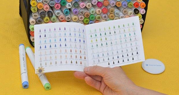Ohuhu Doppelspitzen Markerstifte Set 216 Farben im Test - farbcodierte Kappen verhindern das Austrocknen der Spitzen und helfen Ihnen, jeden Marker im Handumdrehen zu finden