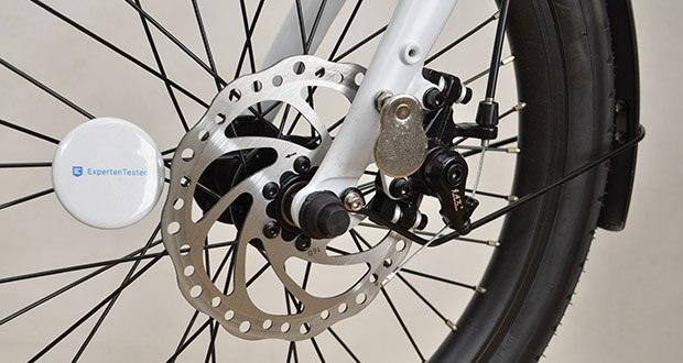 myvélo Zürich Elektro-Klapprad im Test - Bremsen: 160mm Tektro mechanisch zur einfachen Wartung