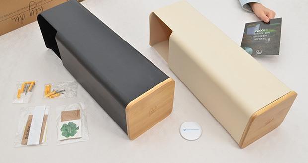 Glückstoff Toilettenpapier Aufbewahrung im Test - das Material ist zu 100% wasserdicht und kann einfach abgewischt werden