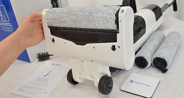 REDKEY W12 Akku Nass Trockensauger im Test - die Walzenbürsten werden beim Wischen automatisch gereinigt