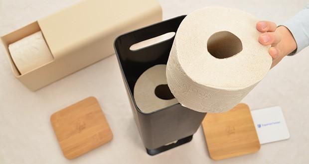 Glückstoff Toilettenpapier Aufbewahrung im Test - passen insgesamt 4 Rollen