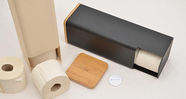 Glückstoff Toilettenpapier Aufbewahrung im Test - Du kannst deine Klopapier-Aufbewahrungsbox entweder Hinstellen oder an der Wand anbringen