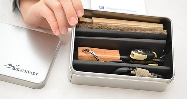 BERGKVIST Feuerstahl Survival Set GNISTA im Test - Dank der mitgelieferten Kienspäne & Hanfschnur sowie einem Blasrohr ist der Feuer-Starter auch für Anfänger bestens geeignet!