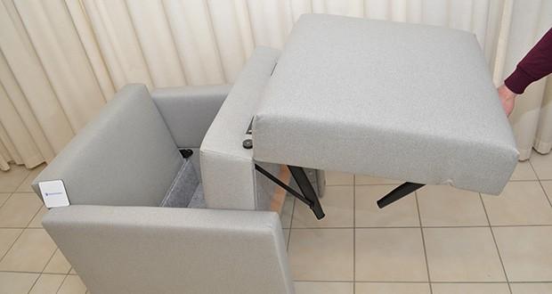 Bruno Schlafsessel 70x200cm im Test - durch den patentierten Klappmechanismus lässt sich der Schlafsessel in nur 15 Sekunden zu einem komfortablen Gästebett ausklappen