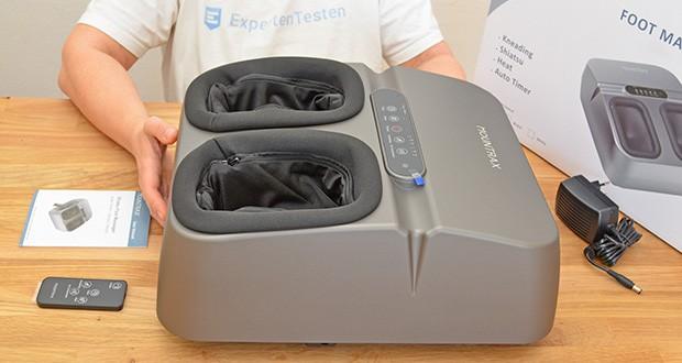 MOUNTRAX Elektrisches FuĂmassagegerät im Test - Lieferumfang: Mountrax FuĂmassagegerät, Fernbedienung, Dedizierter Adapter, Benutzerhandbuch