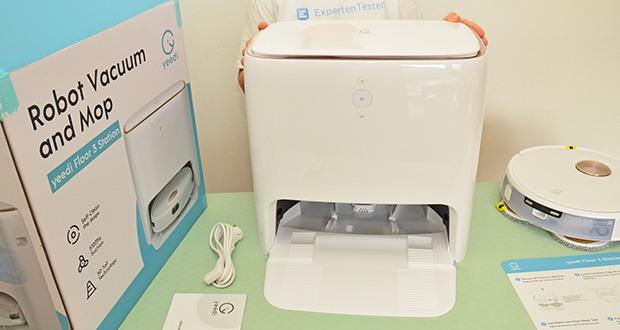 Yeedi Floor 3 Station Selbstreinigender Saugwischroboter im Test - die Selbstreinigungsstation wäscht die Mopps automatisch und trocknet sie mit Wärme, um Geruchsbildung zu vermeiden
