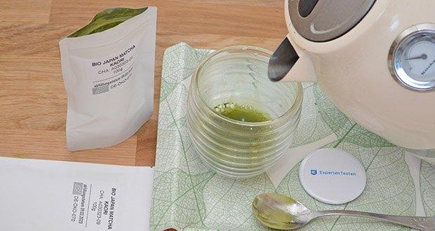 Matchatto Bio Japan Matcha Pur Tee Kaori im Test - mit L-Theanin und weitere wichtige Aminosäuren