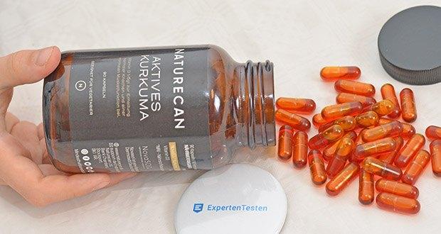 Kurkuma Kapseln Test Kapseln Naturecan Aktives Kurkuma mit Vitamin D3 im Test - die Bioverfügbarkeit von der patentierten NovaSOL Kurkuminkapseln ist 185x besser (AUC 24h) und 7-mal schneller (Tmax) als herkömmliches Kurkuminpulver