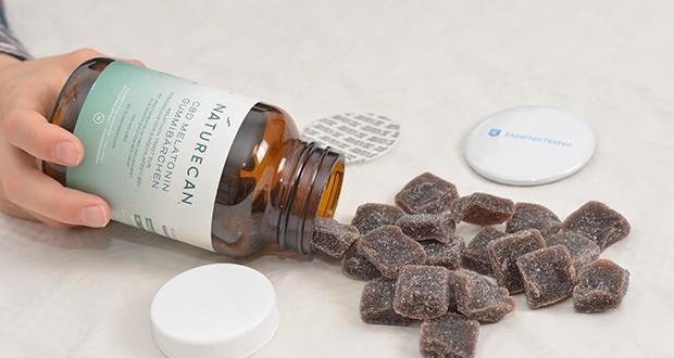 Naturecan CBD Melatonin Gummibärchen im Test - mit Himbeergeschmack; 100% vegan