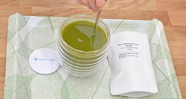 Matchatto Bio Japan Matcha Pur Tee Kaori im Test - wirkt als gesunder Wachmacher wesentlich sanfter als Kaffee und fĂĽhrt kaum zu Nebenwirkungen