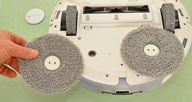 Yeedi Floor 3 Station Selbstreinigender Saugwischroboter im Test - 2 Mopps drehen sich und üben Kraft auf den Boden aus, um die hartnäckigen Flecken leicht zu entfernen