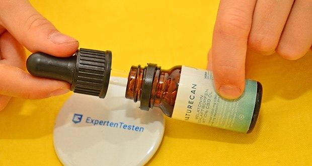 Naturecan CBD Melatonin Schlaftropfen im Test - Einnahme: 5 Tropfen des CBD Ă–ls mit Melatonin ca. 30 - 60 Minuten vor dem Schlafen gehen einzunehmen