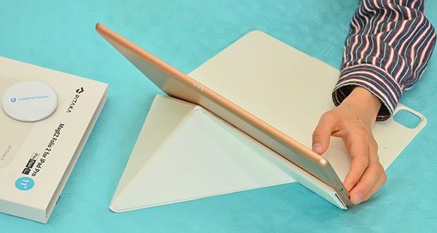 PITAKA Hülle für iPad Pro 11 Zoll im Test - 4 verschiedene Aufstellwinkel zur Verfügung: 57° für Videogespräche, 62° zum Lesen von Dokumenten, 34° zum Zeichnen, 53° zum mobilen Streaming