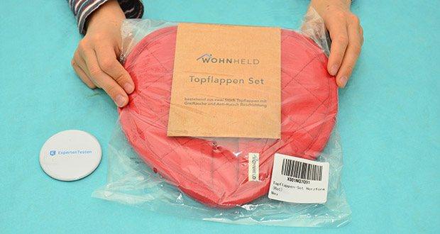 WOHNHELD Topflappen-Set herzförmig im Test - Produktabmessungen: 19 x 20.5 x 1.5 cm; Gewicht: 130 Gramm