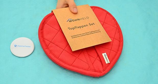 WOHNHELD Topflappen-Set herzförmig im Test - extra weiche & waschbare Baumwolle