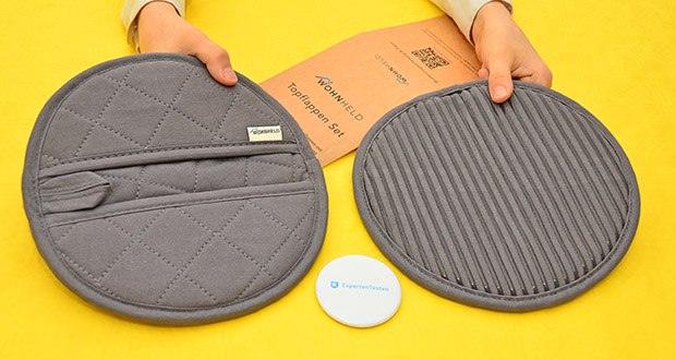 WOHNHELD Topflappen-Set rundförmig im Test - Produktabmessungen: 20 x 20 x 1.5 cm; Gewicht: 140 Gramm