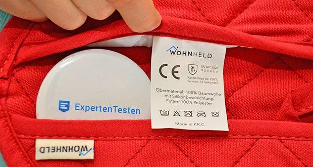 WOHNHELD Topflappen-Set herzförmig im Test - kann im Schongang bei 30°C in der Waschmaschine gewaschen werden
