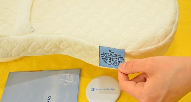 Glückstoff Orthopädisches Kissen im Test - Bezug aus Bambusfaser (70%) und kühlendem Spandex (30%); problemlos Waschbar