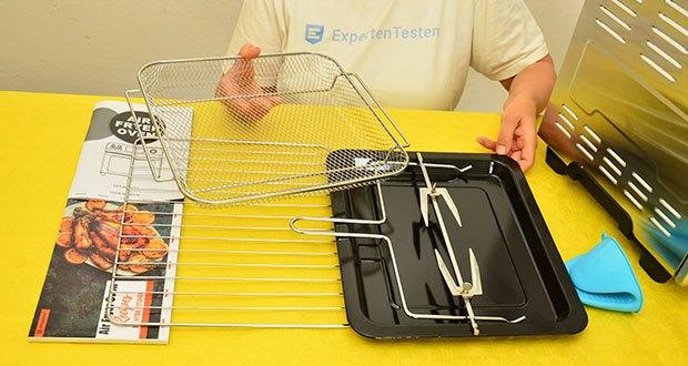 HYSapientia Heißluft Backofen im Test - Umfangreiches Zubehör: Kommt mit einer Reihe von Kochzubehör