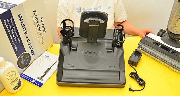Tineco Floor One S7 Pro kabelloser Nass- und Trockensauger im Test - Bequeme Aufbewahrung: Eine minimalistische Docking-Station ermöglicht eine saubere und aufgeräumte Selbstreinigung und Aufladung