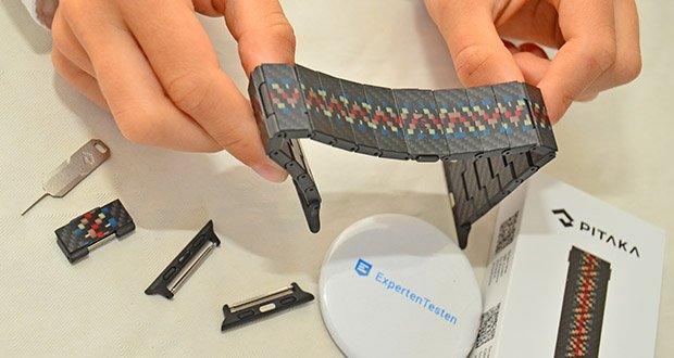 PITAKA Carbon Armband für Apple Watch mit Power Dongle im Test - Zwei zusätzliche Glieder für perfekte Anpassung & Einstellwerkzeug für Armbandgröße
