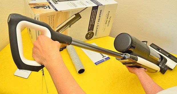 Tineco Floor One S7 Pro kabelloser Nass- und Trockensauger im Test - Selbstreinigungsfunktion: Dampf reinigt und desinfiziert die BĂĽrstenkopf nach Gebrauch
