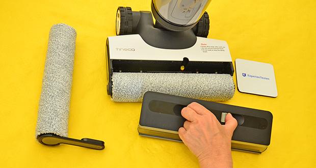 Tineco Floor One S7 Pro kabelloser Nass- und Trockensauger im Test - Weiche BĂĽrstenrolle: Reinigt den Boden mit frischem Wasser fĂĽr eine grĂĽndliche und mĂĽhelose Reinigung
