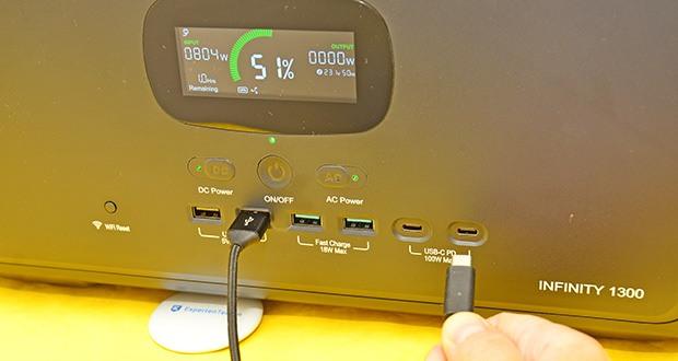 Growatt Infinity 1300 tragbare Powerstation im Test - Vier USB-A Anschlüsse, zwei USB-C PD Anschlüsse