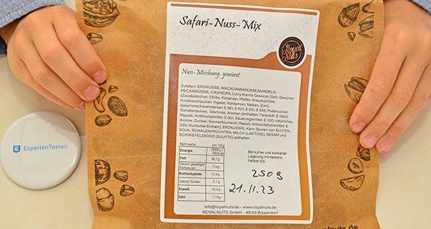 ROYALNUTS Safari Mix Nussmischung im Test - Nur 5,1 g Zucker, nur 1,15 g Salz, viel Eiweiß mit 18,4 g