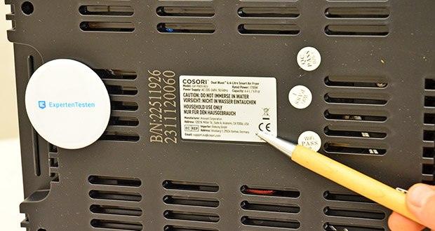 Cosori 6.4-Liter Dual Blaze Smart Heißluftfritteuse im Test - CE-, RoHS- und LFGB-gelistet; Erfüllt Sicherheitsstandard IEC/EN 60335-2-9