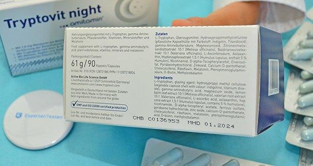 amitamin Tryptovit night im Test - UnterstĂĽtzt gesunde Nervenfunktionen mit Biotin, Niacin und Vitamin B12