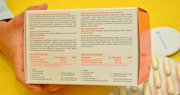 amitamin Boswellia Serrata im Test - Vegan und gesundheitsbewusst; Hergestellt in Deutschland