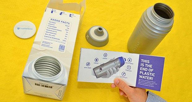 Trinkflasche Test KEEGO Elastisches Titan Sport Trinklasche 500ml silver im Test - Reiner Geschmack: Bewahrung der Getränkearomen durch Titan