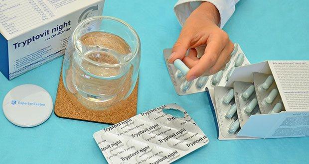amitamin Tryptovit night im Test - UnterstĂĽtzt verkĂĽrzte Einschlafzeit durch Melatonin